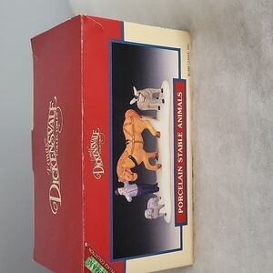 1995 Vintage Lemax Dickensvale Porcelain Stable Animals Horse Donkey Sheep